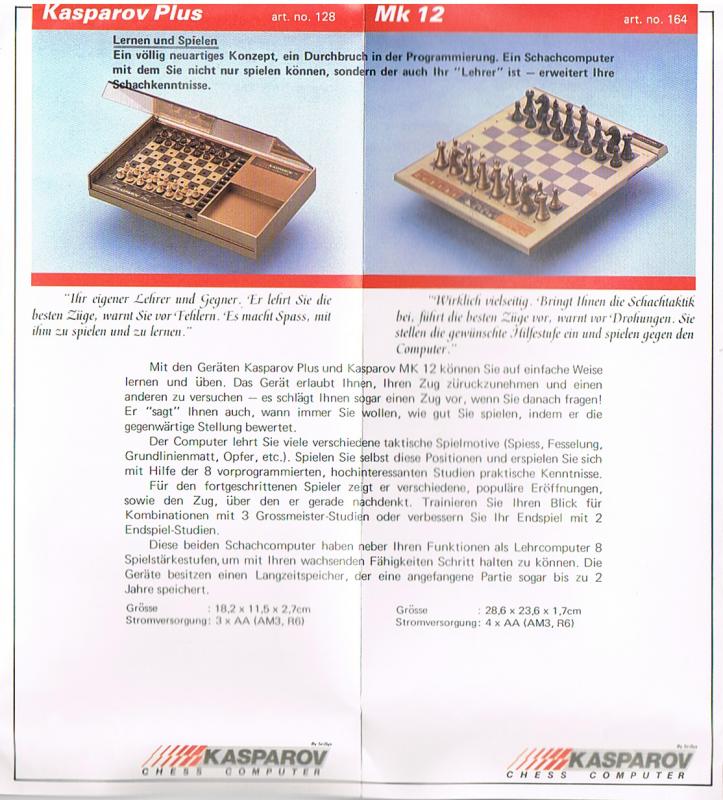  SciSys Kasparov Chess Computer MK12 : Toys & Games