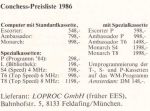 Preisliste 1986