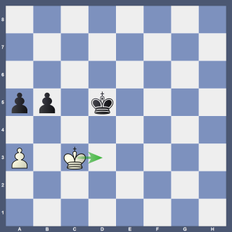 Stellung B 37 8/8/8/pp1k4/8/P1K5/8/8 w Lösung: 1.Kd3