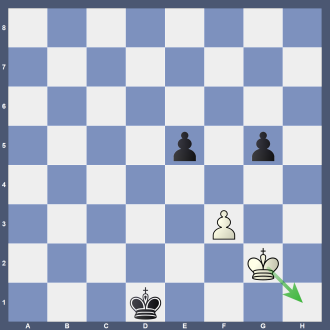 Stellung B 28 8/8/8/4p1p1/8/5P2/6K1/3k4 w Lösung: 1.Kh1